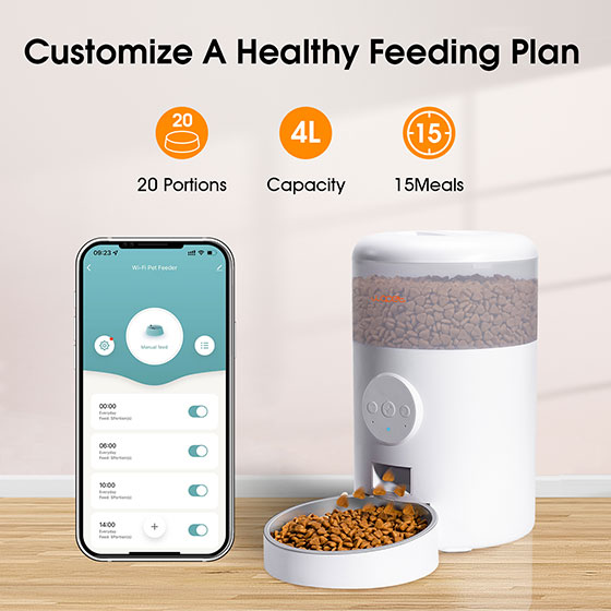 WOpet Smart Pet Feeder For Cat & Dog Automatic Cat Feeder with APP Control | Milo Plus