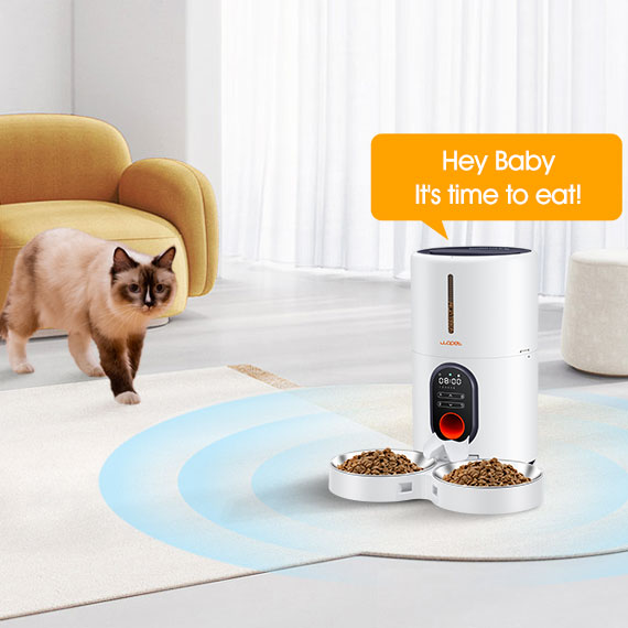 WOPET Barn Automatic Cat Feeder for Two Pets with Dual Bowls