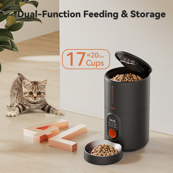 WOpet Barn Automatic Cat Feeder, Timed Pet Feeder with Interactive Voice Recorder