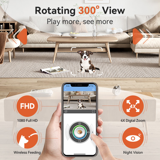 WOpet Guardian Dog Treat Camera Pet Camera with Treats (New Version)
