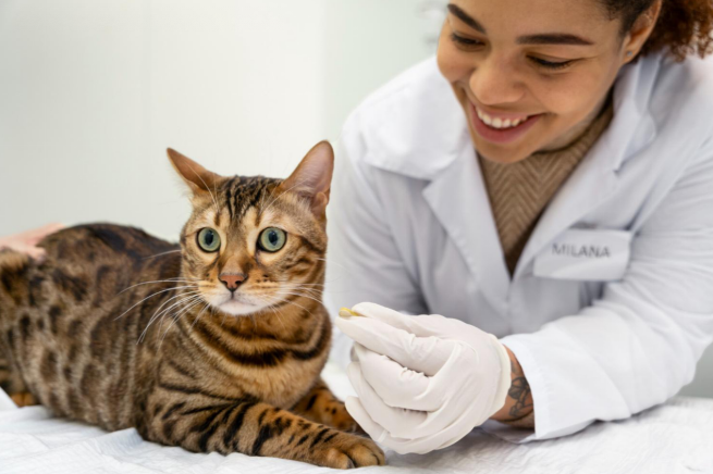 giving alternative medicine to the cat