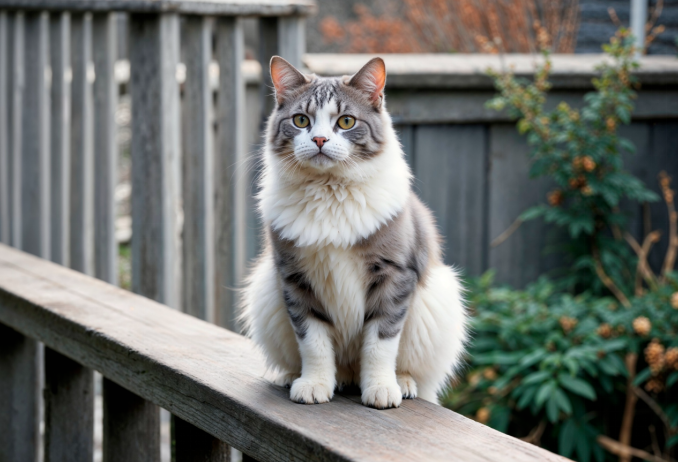 norwegian forest cat sitting outside