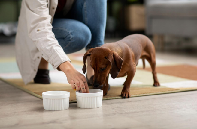 dog eating nutrient-dense diet