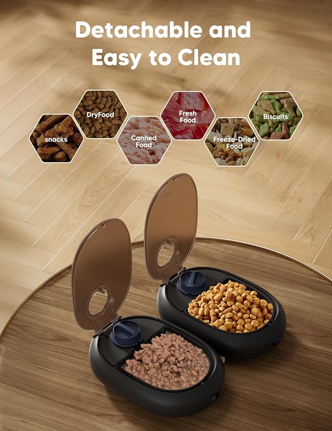 WOpet Automatic Cat Feeder For Wet Food 48-Hour Timer Cat Bowl with Ice Gel Pack