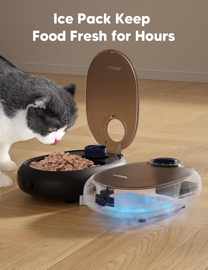 WOpet Automatic Cat Feeder For Wet Food 48-Hour Timer Cat Bowl with Ice Gel Pack
