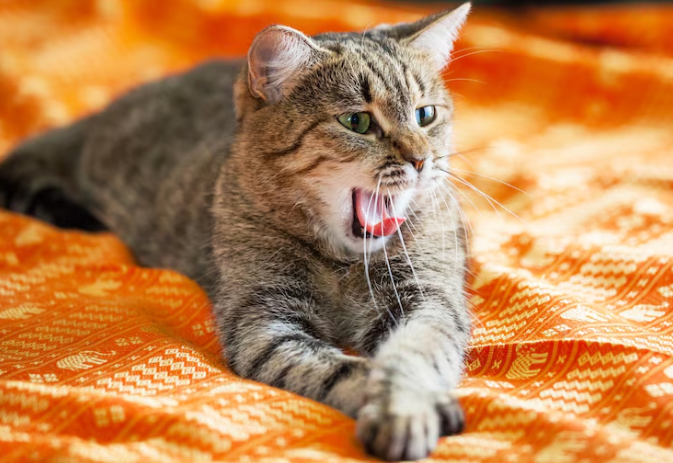 Cat laying on its stomach