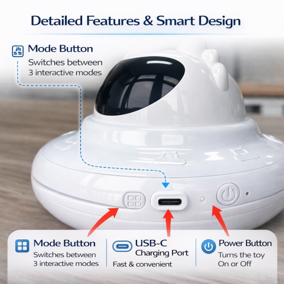 Interactive Cat Toy with Four-Leaf Clover Pattern, Rechargeable 3-in-1 Hide And Seek Cat Toy