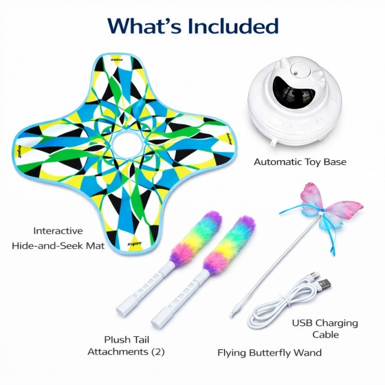 Interactive Cat Toy with Geometric Pattern, Rechargeable 3-in-1 Hide And Seek Cat Toy