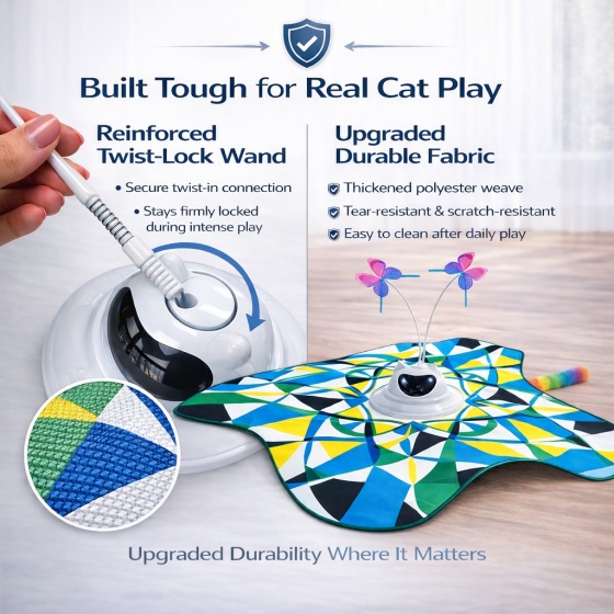 Interactive Cat Toy with Geometric Pattern, Rechargeable 3-in-1 Hide And Seek Cat Toy