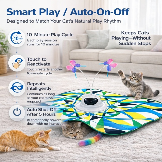 Interactive Cat Toy with Geometric Pattern, Rechargeable 3-in-1 Hide And Seek Cat Toy