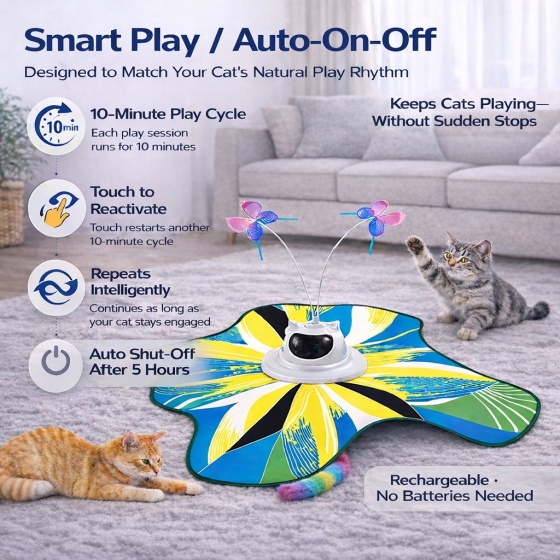 Interactive Cat Toy with Four-Leaf Clover Pattern, Rechargeable 3-in-1 Hide And Seek Cat Toy