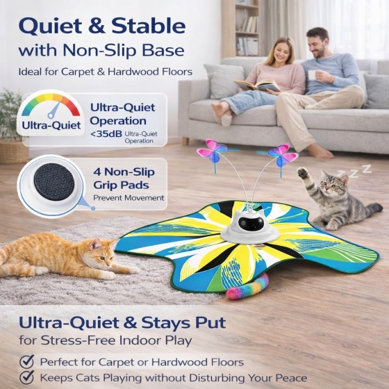 Interactive Cat Toy with Four-Leaf Clover Pattern, Rechargeable 3-in-1 Hide And Seek Cat Toy