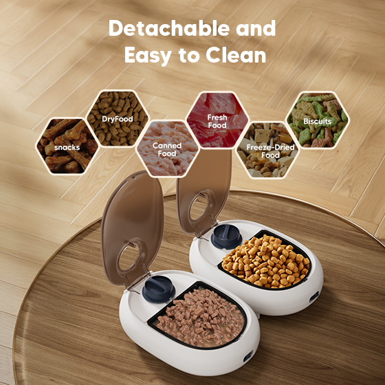 WOpet Automatic Cat Feeder For Wet Food 48-Hour Timer Cat Bowl with Ice Gel Pack FT60W