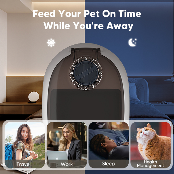 WOpet Automatic Cat Feeder For Wet Food 48-Hour Timer Cat Bowl with Ice Gel Pack FT60W