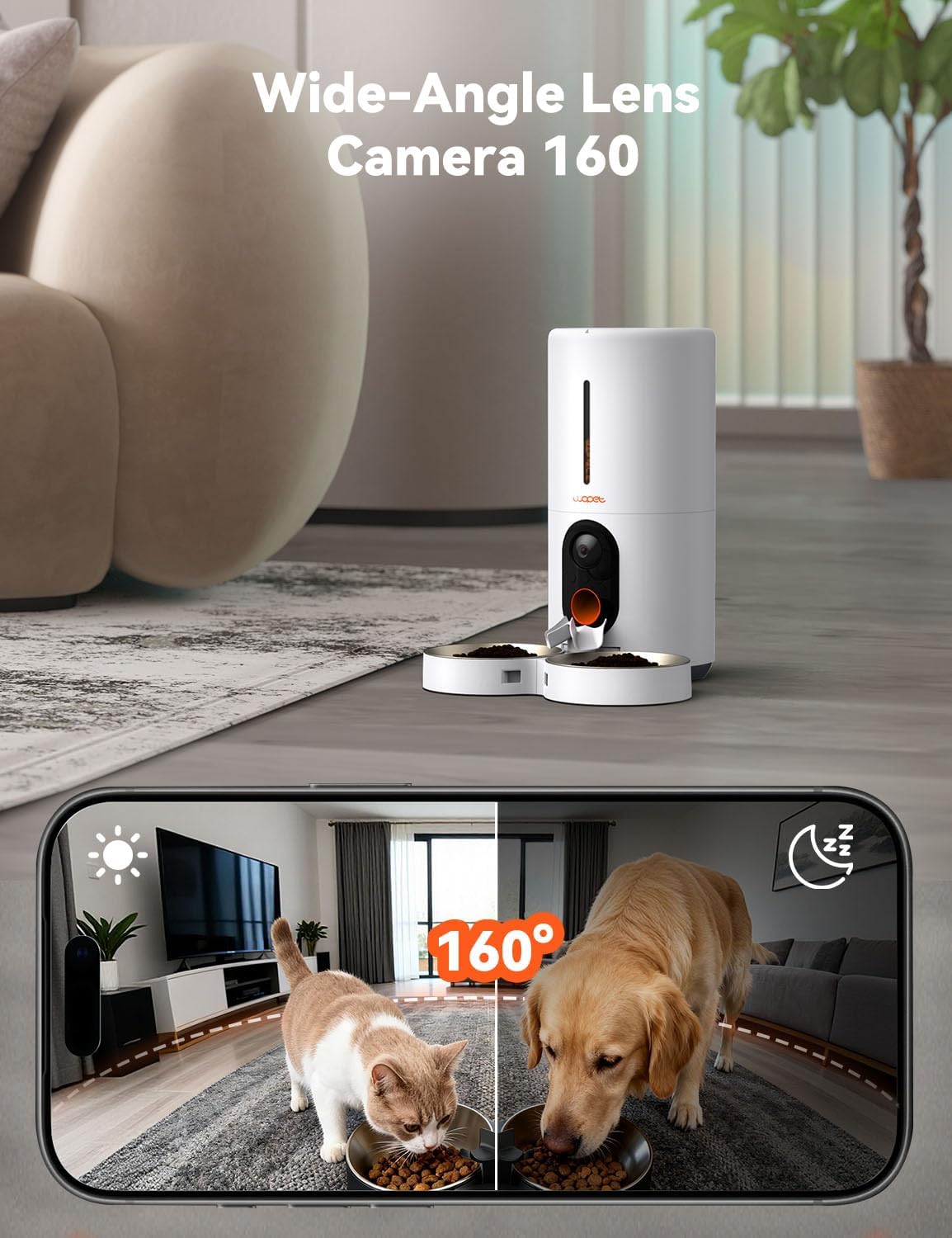 WOpet Heritage View 6L Automatic Cat Feeder for Two Cats [Dual Bowls]