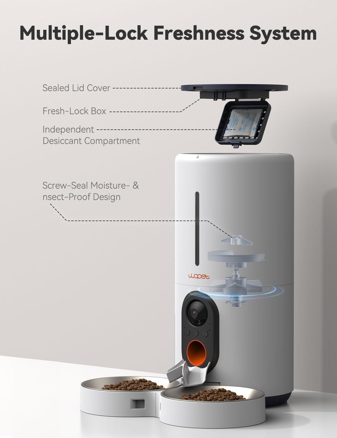 WOpet Heritage View 6L Automatic Cat Feeder for Two Cats [Dual Bowls]