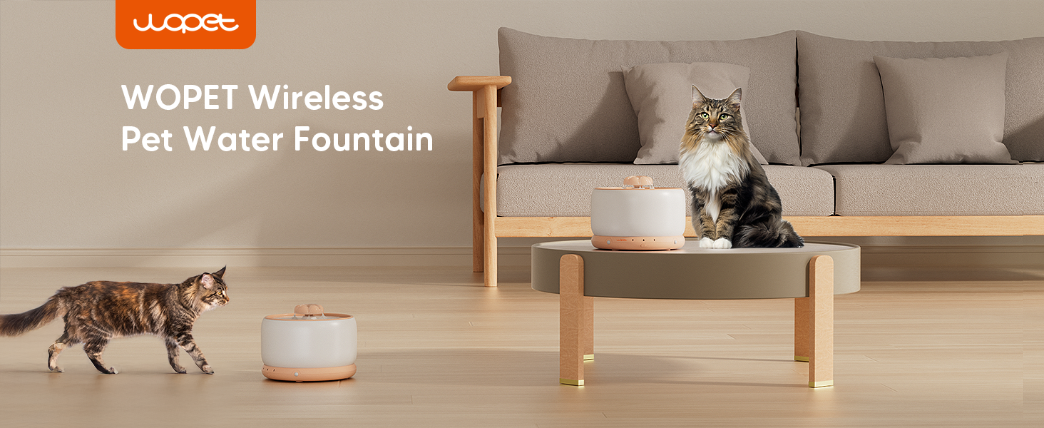 WOPET W03 Ceramic Wireless Pet Water Fountain