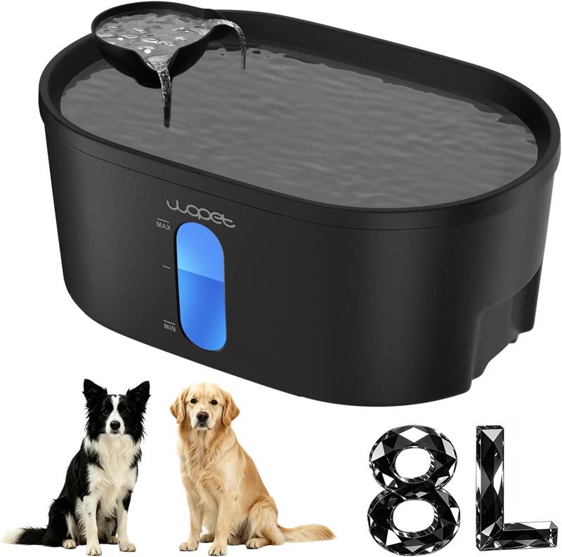 WOPET 8L/2.1Gal Pet Water Fountain For Multiple Cats or Large Dogs A08
