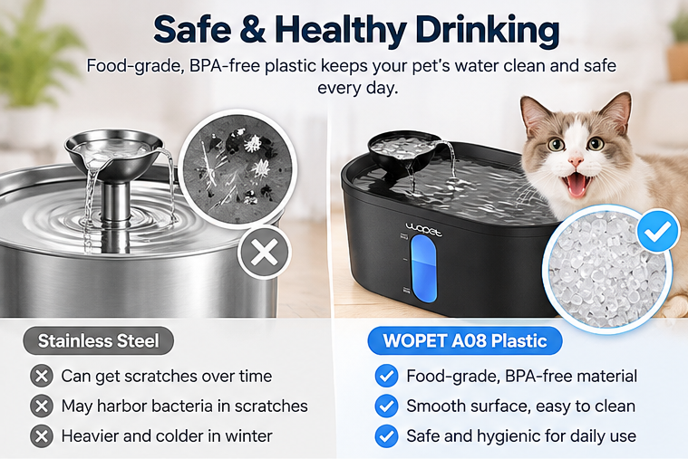 Stainless Steel vs. Plastic Cat Water Fountain