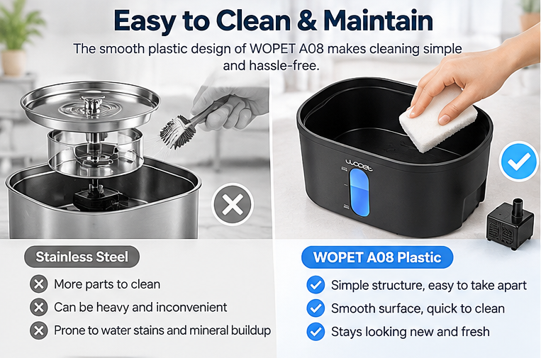 Stainless Steel vs. Plastic Cat Water Fountain