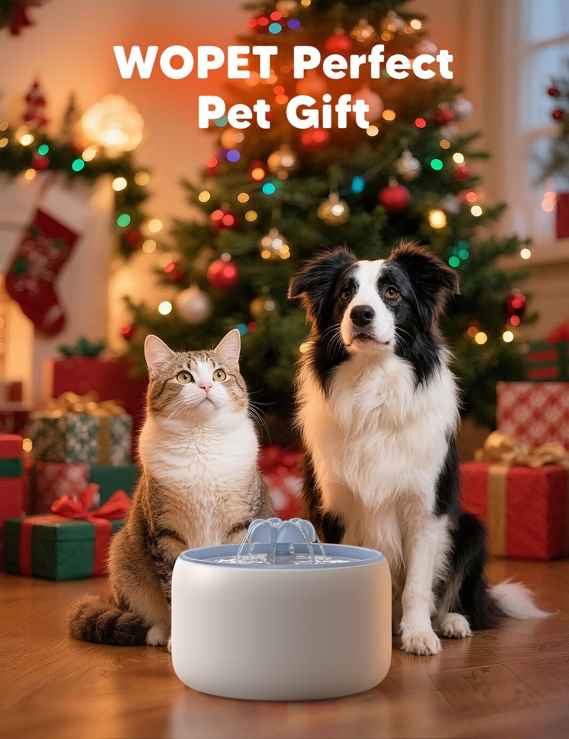[Blue] WOPET W03 LITE 3L Premium Ceramic Pet Water Fountain for Cats or small Dogs
