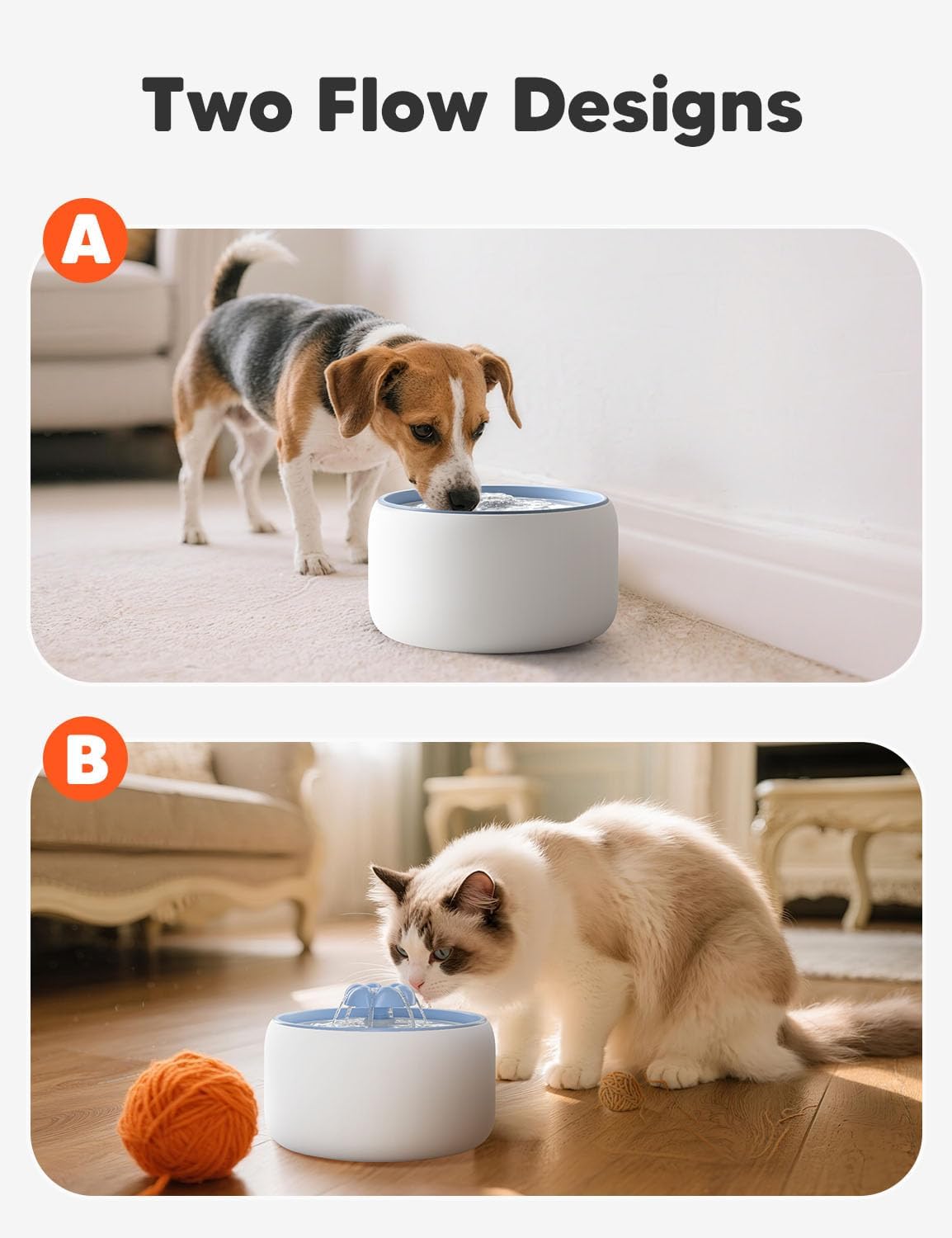 [Blue] WOPET W03 LITE 3L Premium Ceramic Pet Water Fountain for Cats or small Dogs