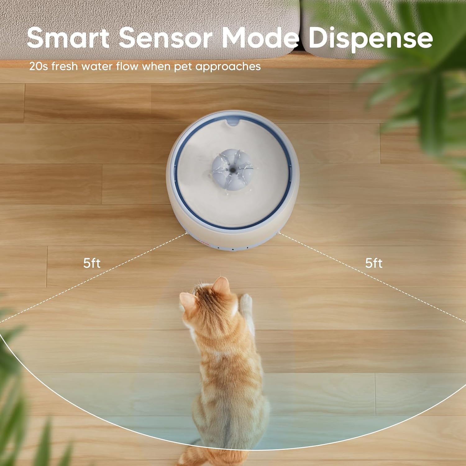 [Blue] WOpet W03 Ceramic Cordless Pet Water Fountain For Cats or Small Dogs
