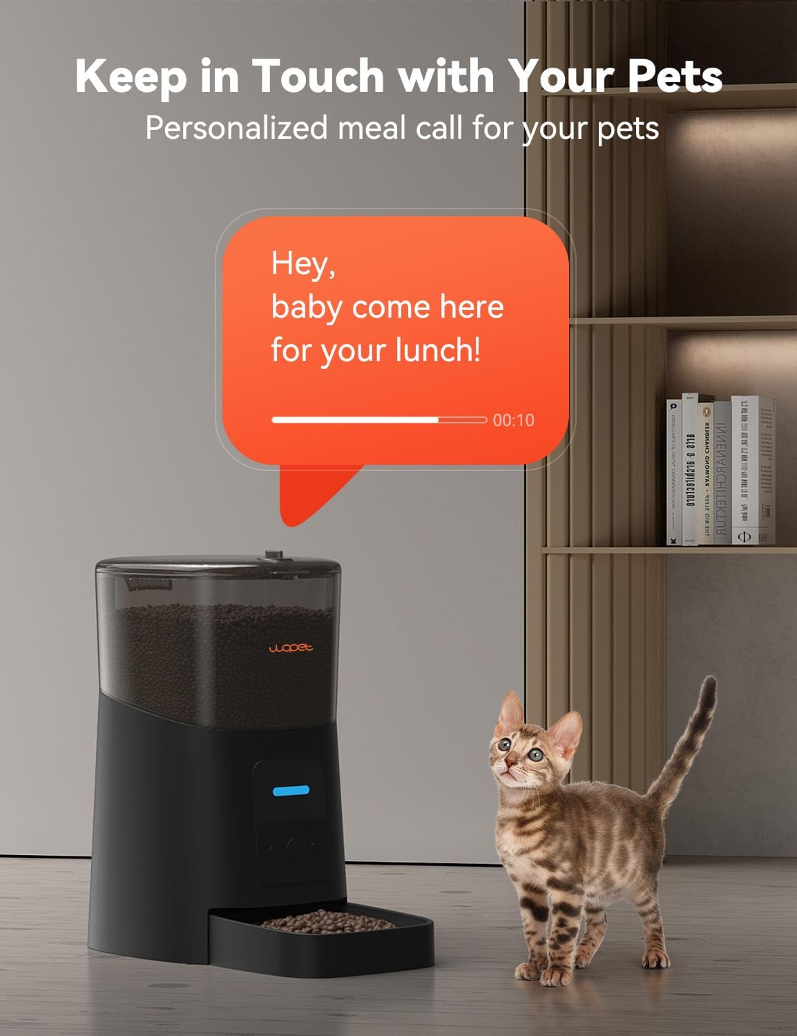 [Black] WOPET F07 Pro 6L Automatic Cat Feeder, Voice Recorder WiFi Remote Control